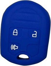 Silicone Key Fob Cover, Remote Key Protector, 3 Buttons Key Fob Co Color: Blue