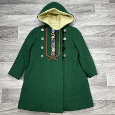 Vintage 70s MACWIL Nordic Coat Girls 7 Bonwit Teller Green Winter Jacket Youth
