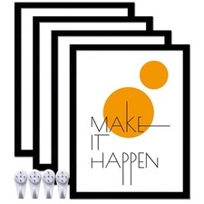 8.5x11 Picture Frame Set of 4, Black 8.5 x 11 Frame Diploma Certificate High ...