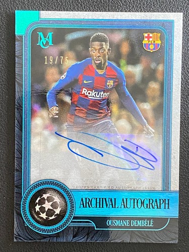 Ousmane Dembele 2019-20 Topps Museum Collection UEFA Archival Auto Blue /75