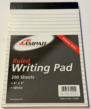 Ampad Ruled Writing Pad White 6" x 9" 200 Sheets #74091