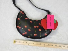 New Betsey Johnson Black Shoulder Handbag Cherries XONORTHY