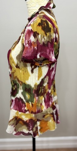 Top Y2K Cuello en V Mediano Floral Hada Coqueta Romántico Manga Corta Color Arrugado - Imagen 2 de 10