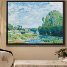 Vintage Impressionist River Landscape Art Canvas Print Wall Art Decor Artwork