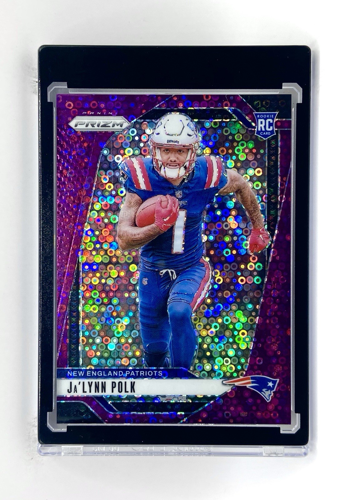 2024 Panini Prizm Ja'Lynn Polk Purple No Huddle /49 #339 Rookie RC Patriots