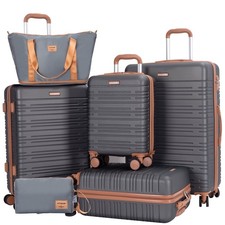 Amalodie 25201-6 DARK GREY 29.53 in Adult 6-Piece Hardside Checked Luggage, Gray
