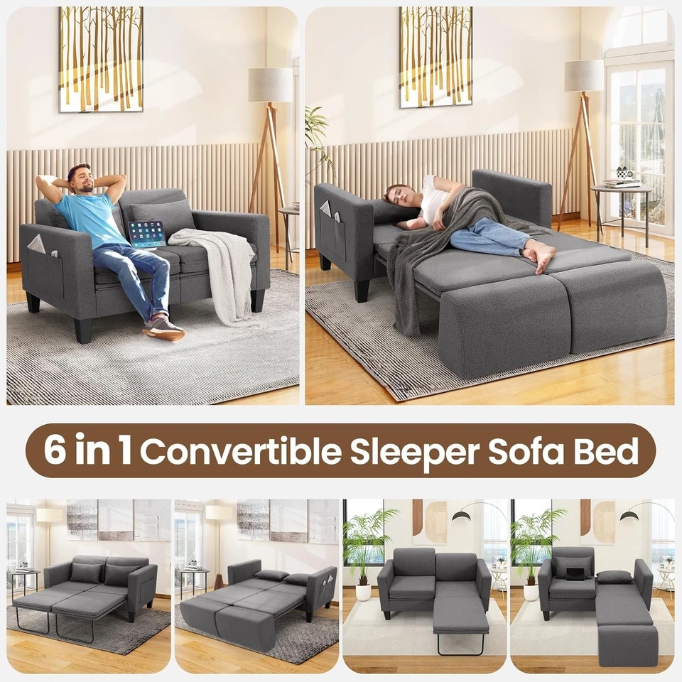 Sofá cama convertible 6 en 1, sofás cama de 58" con sofá cama extraíble Foto 3 de 4