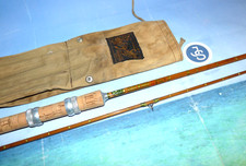 vintage Edgar Sealey Spinet 5lb 7ft 2pc split cane spinning rod & bag