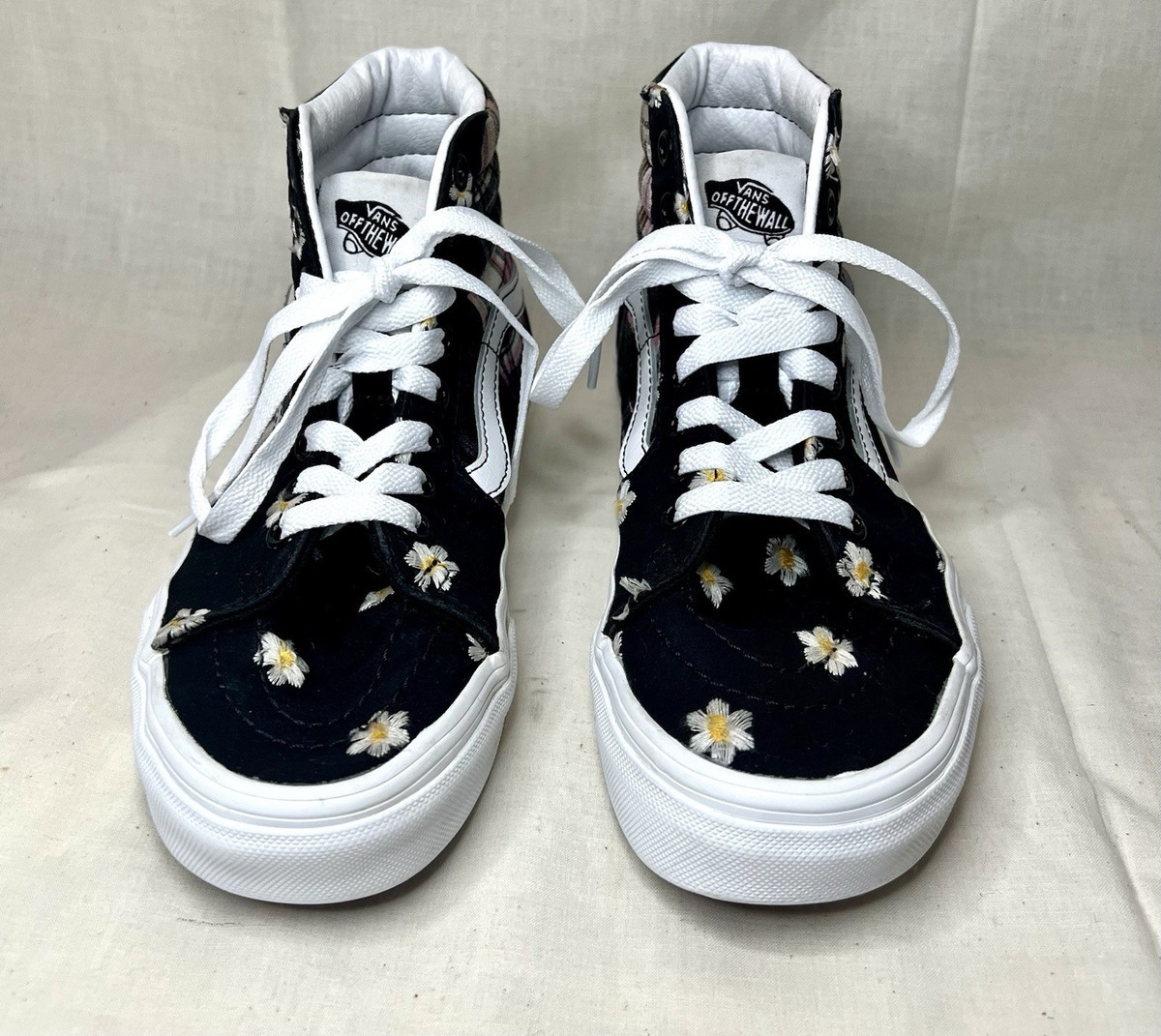 Vans SK8-Hi High Tops Flowers Floral Plaid Patchwork Pink