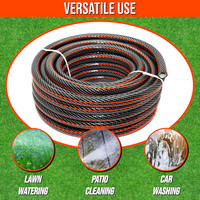 Premium 6 Layer Garden Hose Pipe Reinforced Outdoor Hosepipe Black Orange 15-50M