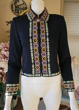 St. John Vintage Santana Knit Embroidered Trim Jacket Blazer Size 4