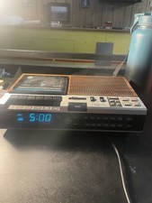 GENERAL ELECTRIC FM/AM CLOCK RADIO CASSETTE RECORDER VINTAGE MODEL 7-4956B Works