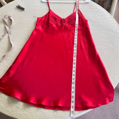 Vintage Cinema Etoile rot Blumen Spitze Perlen Babydoll Cami Schlupfkleid Größe L - Bild 6 von 7