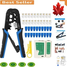 Ergonomic All-in-One Modular Plug Crimper with Tester - Complete Networking Kit