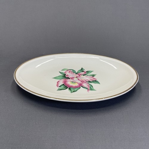 Paden City Modern Orchid Oval Serving Platter 11 3/4" 22K Gold Rim Purple Orchid - Picture 8 of 9