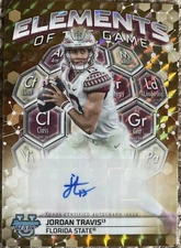 2023 Bowman Best U JORDAN TRAVIS GOLD AUTO /50 Elements Of The Game Eagles