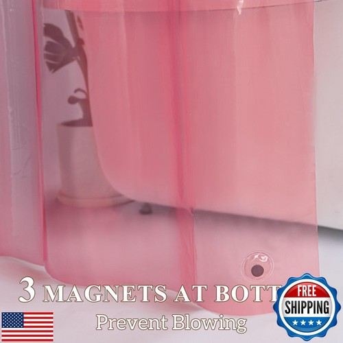 Barossa Design No Hook Clear Pink Shower Curtain or Liner - Soft EVA 10G Extr - Picture 4 of 5