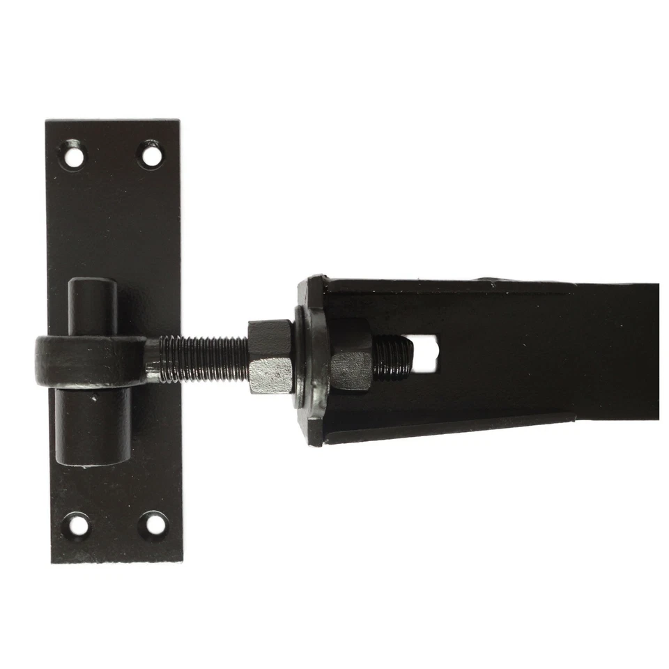 Adjustable Gate Hinges Heavy Duty Hook and Band Garden Shed Door in Galv & Black - Image 2 of 4