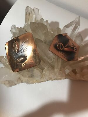 Two Copper Artisan Hand Made Broaches One signed Morley
