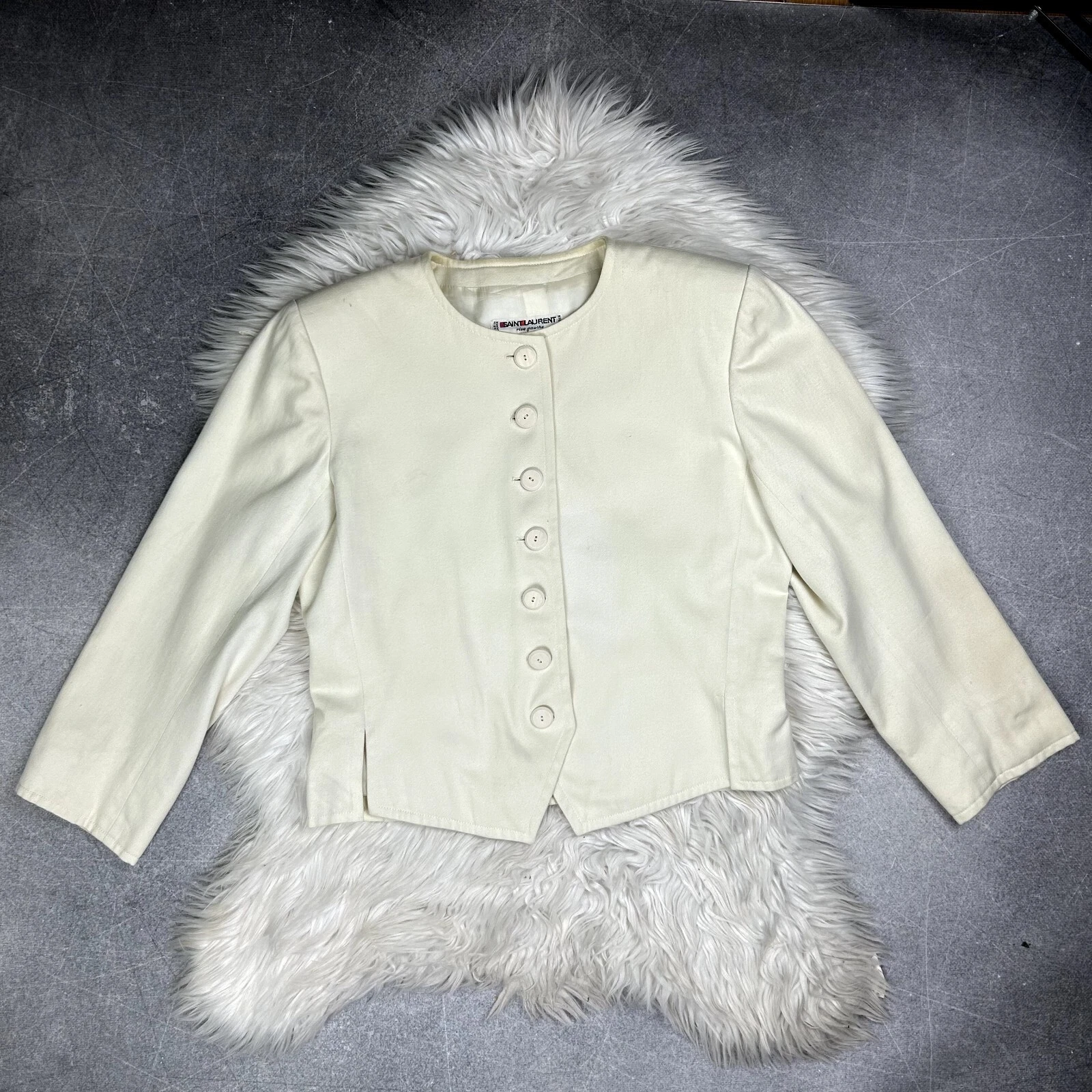 SAINT LAURENT (YSL) Giacca blazer Yves Saint Laurent rive gauche vintage donna bianco anni 70 taglia S M