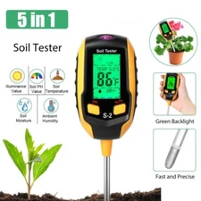 5 in 1 LCD Digital Soil Tester PH Water Moisture Temperature Sunlight Plant Test