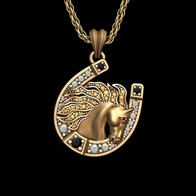 Elegante Collar Colgante Hombre Elegante Diseño Collar Caballo Melena Foto 2 de 3