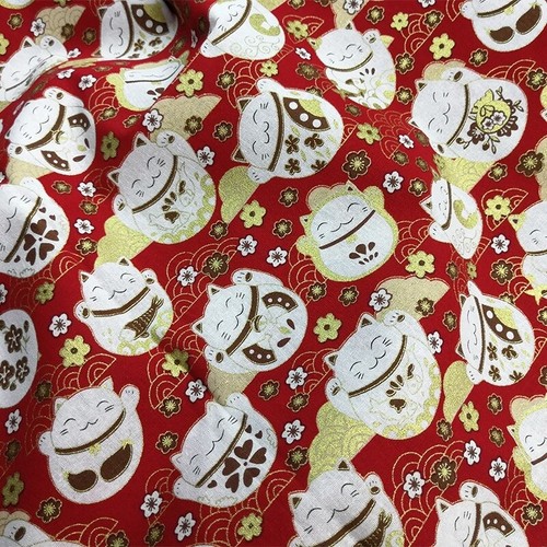 Japanese Oriental Fabric Cotton Maneki Neko Lucky Fortune Cat Feng Shui Costume - Picture 4 of 7
