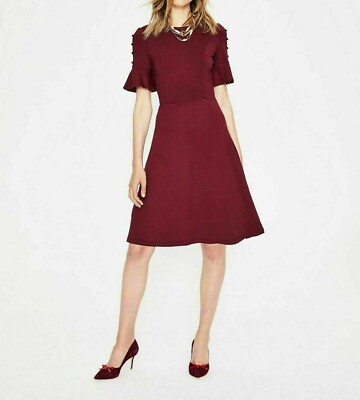 BODEN Alexis Jersey dress size 12 petite mulled wine colour J0267 --B9A  UK