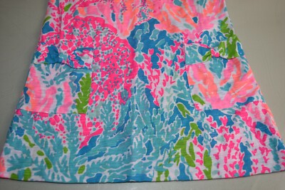 Robe Neuve Lilly Pulitzer Pour Fille - Modèle Esme Tricot Turquoise à Motifs Rose Et Bleu - Taille XS (2-3 Ans)