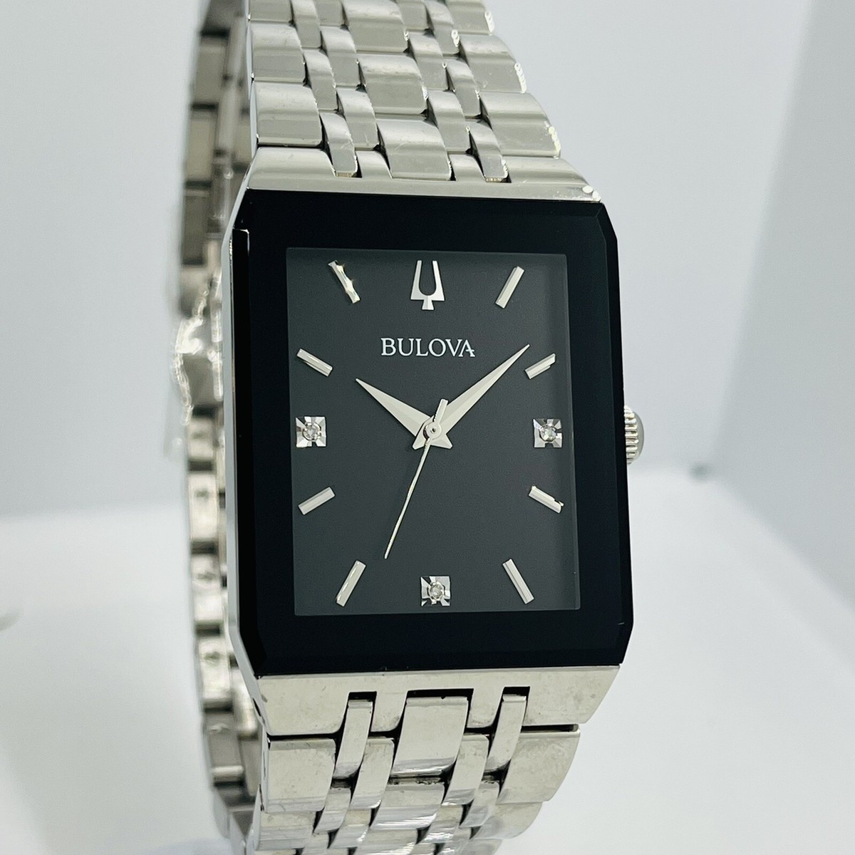 Bulova Black and Silver Rectangular Watch Caravelle by Bulova Women main image 4