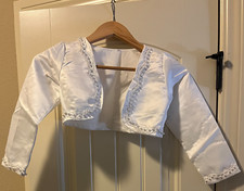 Ivory Satin Kids Bolero/Shrug with Pearl Detail US Kid 5-6 