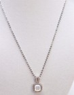 Opal Pendant Necklace Nwot Silver Tone Cubic Zirconia &