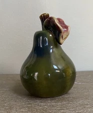 Art Sculpture Pottery Fruit Mid Century Modern Ceramic Pear 4.5 Inches tall