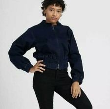 Universal Standard Marilyn Denim Bomber Jacket Coat Sz.m 18-20 Nwt $168 Indigo