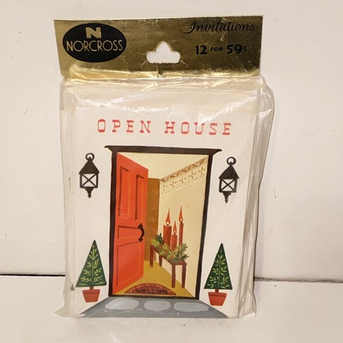 Vintage MCM Norcross Open House Invitations 12 Cards and Envelopes New - Picture 1 of 10