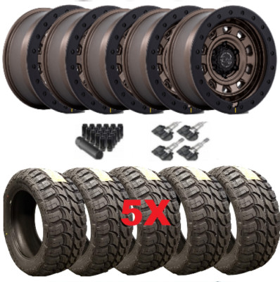 BRONZE BR023 FUEL 35X12.50R17 MUD TIRES WHEELS RIMS 17 FITS JEEP WRANGLER SET 5