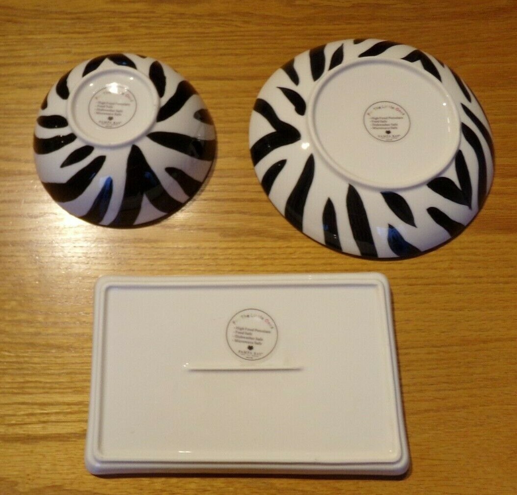 Pampa Bay For the little Ones Kids 3 piece Zebra Set 2 Bowls and 1 Plate NIB