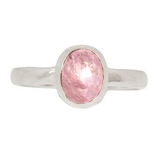 Natural Rose Quartz - Madagascar 925 Sterling Silver Ring Jewelry s.8 CR54171