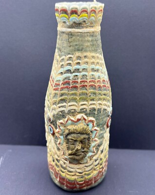 Ancient Old Colorful Islamic Mosiac Glass With Different Faces Unique Glas Bottl