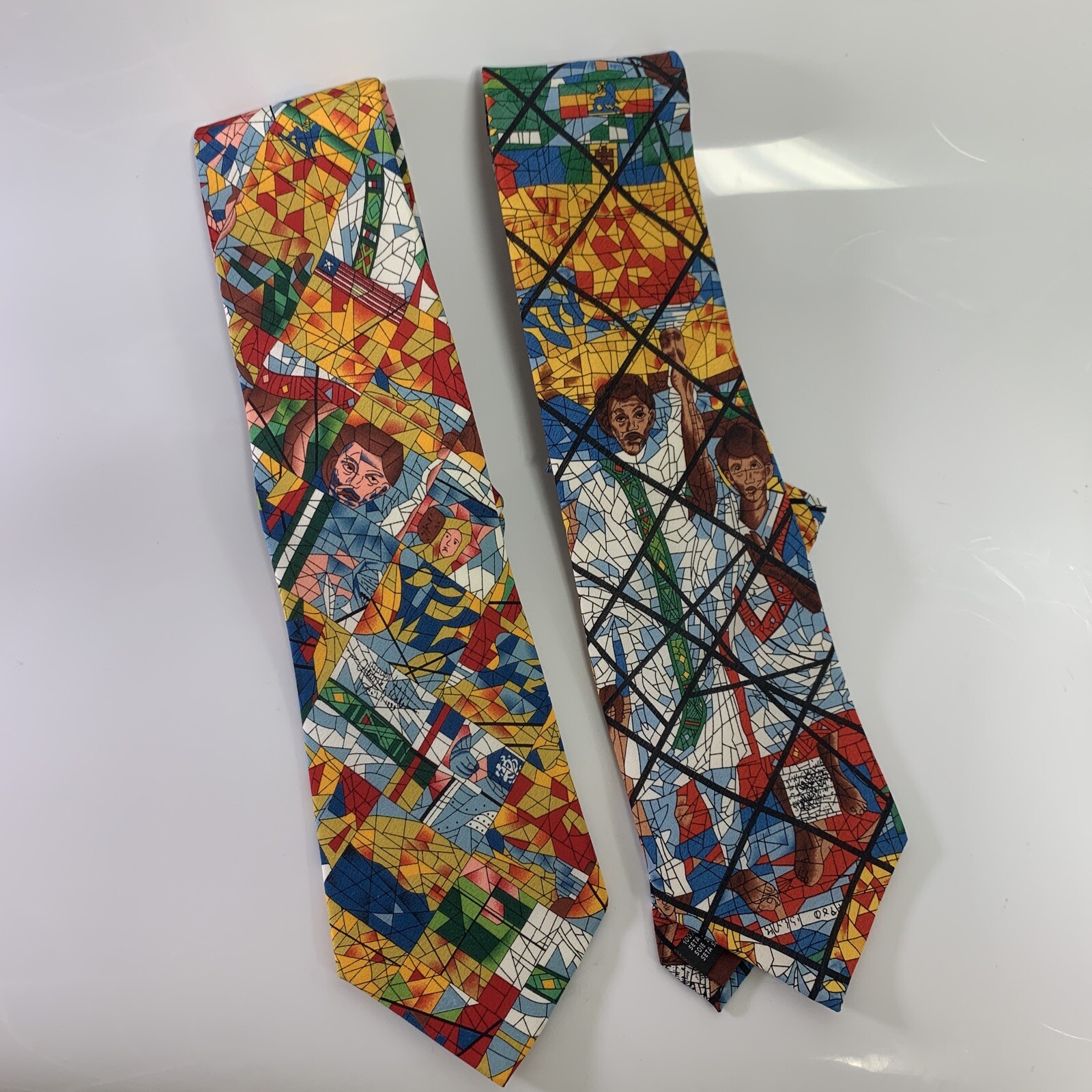 2 Harlequin Mondial LTD 100 Silk Multicolored Mens Neck Ties Vintage