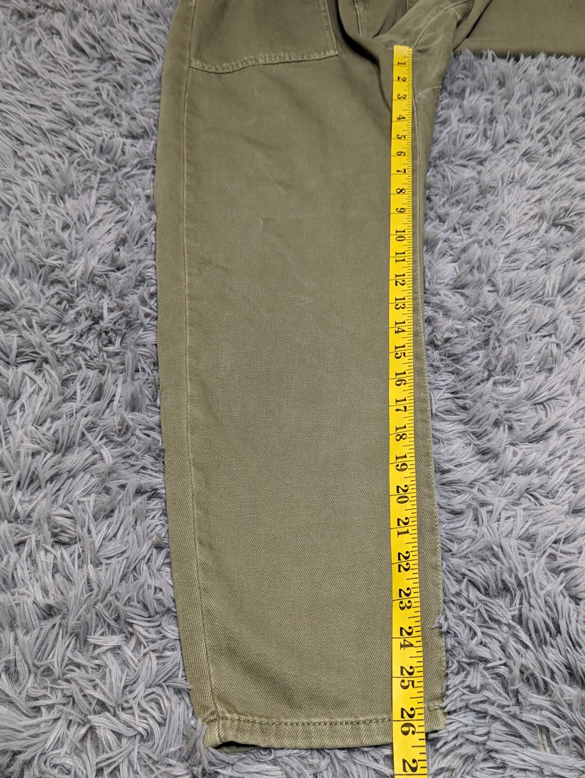 ZARA High Rise Mom Jeans Womens Size 4 Paper Bag Waist Green Denim Cropped thumbnail 7