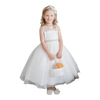 Little Girls White Illusion Neckline Rhinestone Tulle Flower Girl Dress 2 on sale Little Girls White Illusion Neckline Rhinestone Tulle Flower Girl Dress 2 on sale