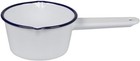 Sartén de Leche Esmalte Falcon 14cm Ideal para Salsas, Salsa, Blanco Leche con Borde Azul
