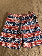New Speedo Red White Blue July 4th Independence Volley Swim Trunks Shorts XL