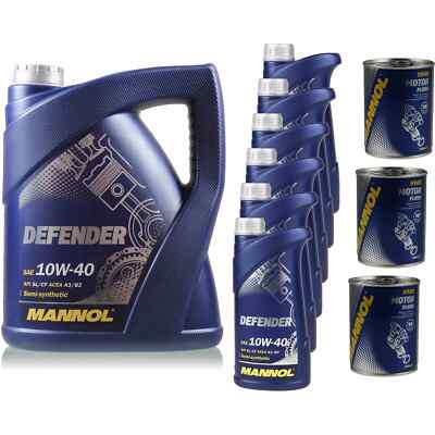 11L Motoröl MANNOL Defender 10W-40 3x MANNOL Motor Flush ADDITIV