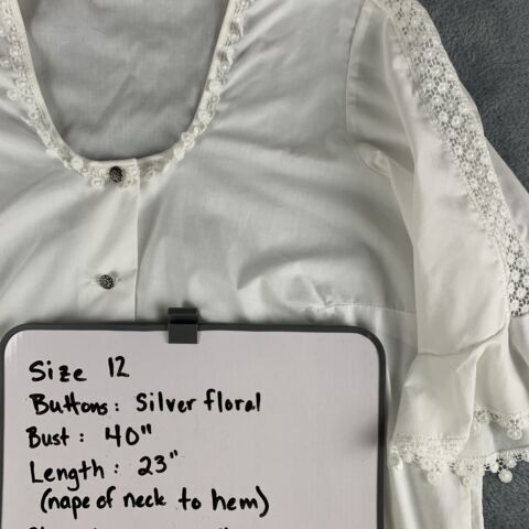 VTG Austrian Folk-wear Dirndl BLOUSES White Cotton blend/Lace Ethnic Oktoberfest - Picture 27 of 37