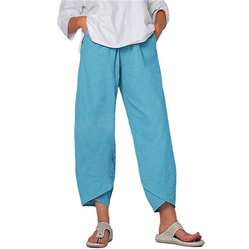Fashion Trousers Linen Baggy Comfort Plus Size Women casual Cotton Loose Pants - Picture 16 of 16