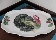 Large 19x13 Oblong Turkey Meat Serving Platter Plate Dish Thanksgiving Holiday