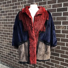 Vintage de Christian Dior Women's Red Black Blue Tan Soft Oversized Overcoat Big