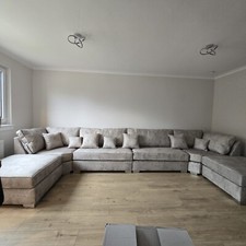 U-Shape - XL Bishop Corner Sofa | High Back | Stone | Upgraded Seating